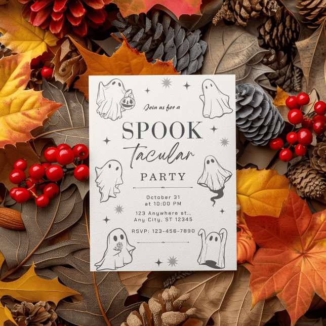 Invitation Charme des fantômes illustrés pour une Halloween a (Créateur téléchargé)