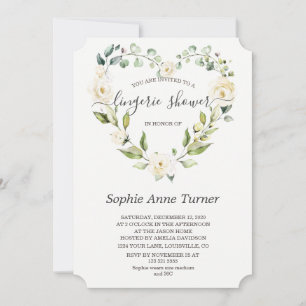 Invitation Charme Fleurs blanches Calligraphie Lingerie Douch
