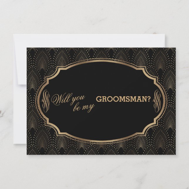Invitation Charme Great Gatsby Art Déco Mariage GROOMSMAN (Devant)