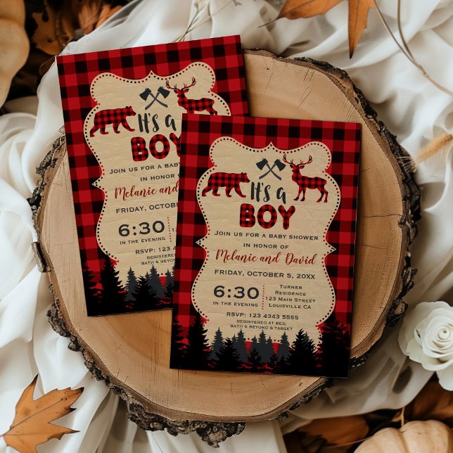 Invitation Charme Lumberjack Petit Hunter Baby shower (Créateur téléchargé)