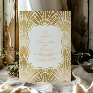 Invitation Charme Or Blanc Art Déco Grand Mariage Gatsby
