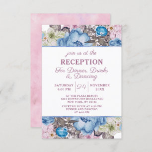 Invitation Charme Parisien Bleu & Rose Chic Mariage Réception