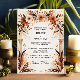 Invitation Charme Rustique Fiesta Floral Rose espagnol Mariag