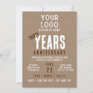 Invitation Charme rustique Logo d'entreprise 30 ans Anniversa