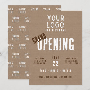 Invitation Charme rustique Logo d'entreprise Grand Ouverture