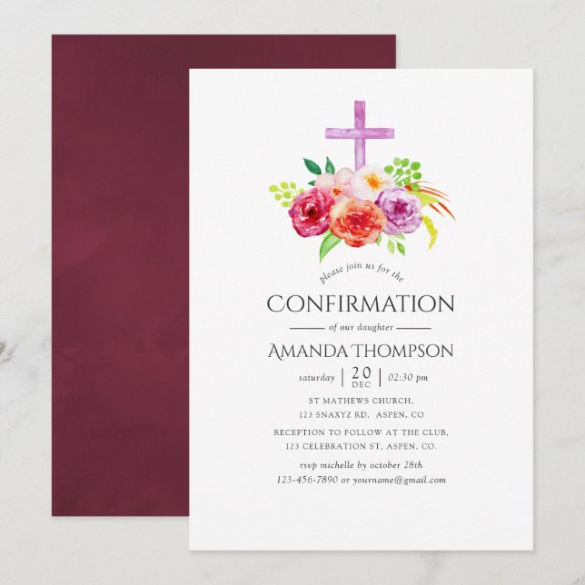 Invitation Charme rustique vintage pour confirmation (Devant / Derrière)
