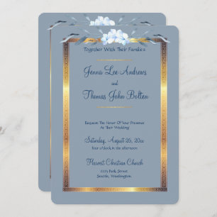 Invitation Charme Sud Dusty Mariage bleu