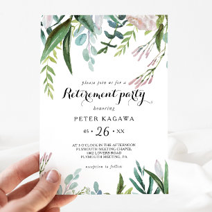 Invitation Charme Tropical Floral Greenerife Parti de retrait