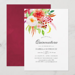 Invitation Charme vintage Rustique Floral Quinceañera