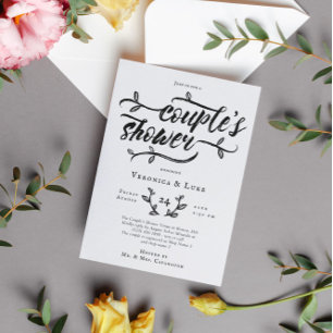 Invitation Charming Brush Script Couple's Shower