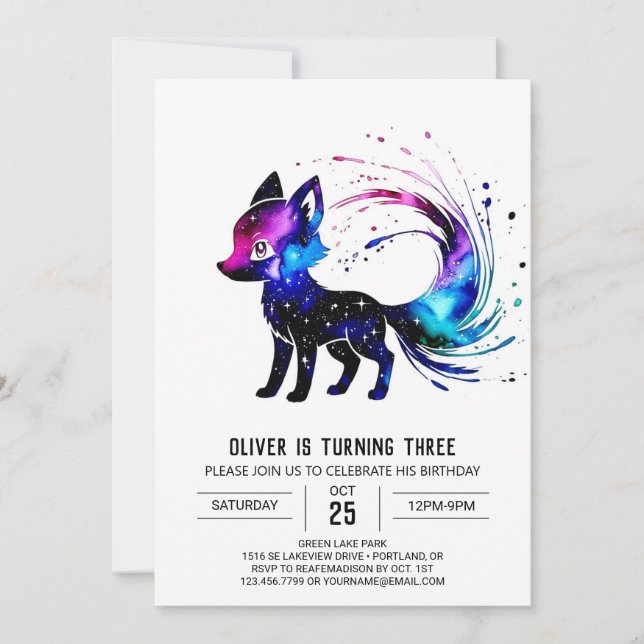 Invitation Charming Custom Fox Digital Boy Anniversaire (Devant)