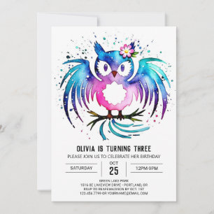 Invitation Charming Cute Digital Owthday