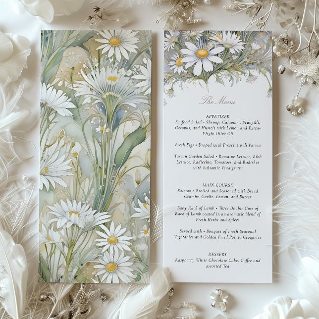 Invitation Charming Daisy Mariage Menu délicieux Pastel (Créateur téléchargé)
