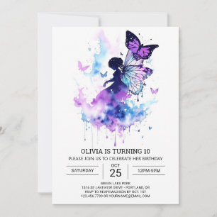 Invitation Charming Editable Fairy Anniversaire