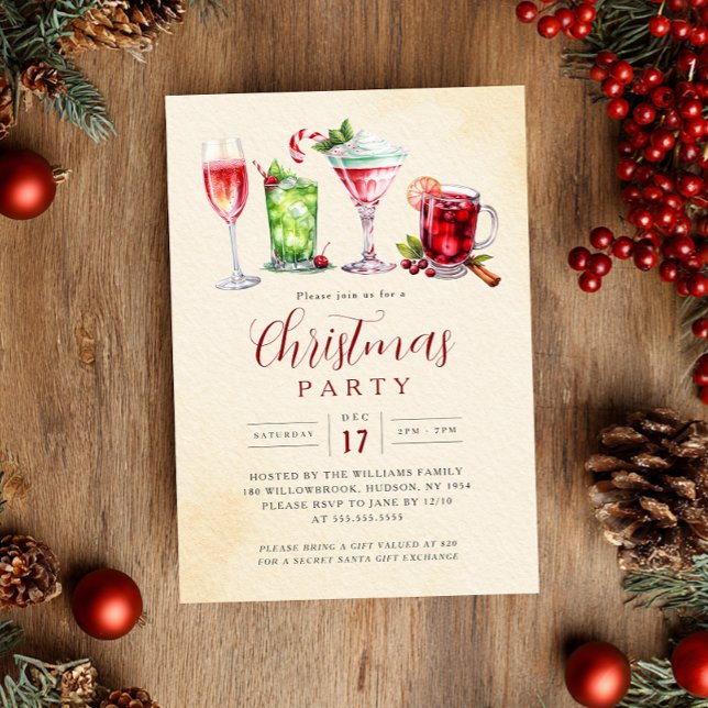 Invitation Charming Festive Drinks Christmas Party   (Créateur téléchargé)