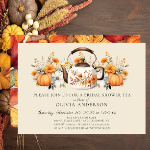 Invitation Charming Fleur d'automne fête de thé nuptiale