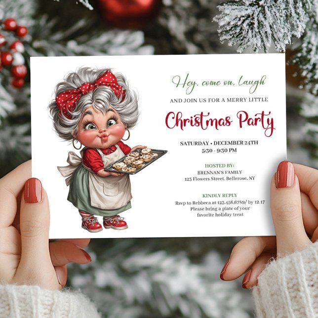 Invitation Charming Funny Grandma Comic Christmas Humor Style (Charming Funny Grandma Comic Christmas Humor Style Invitation

)