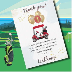 Invitation Charming Golf Panier Premier anniversaire Boy Merc