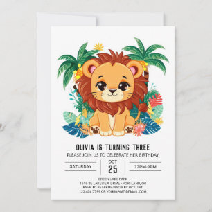 Invitation Charming Kids Lion Digital Anniversaire