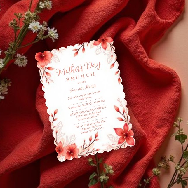 Invitation Charming Pink Floral Mothers Day Brunch (Charming Pink Floral Mothers Day Brunch Invitation with Soft Pink Watercolor Effect.)