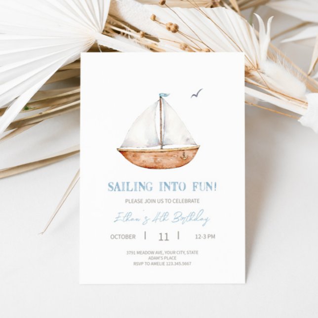 Invitation Charming Rustic Sailboat Anniversaire Fête Invitat (Créateur téléchargé)