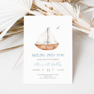 Invitation Charming Rustic Sailboat Anniversaire Fête Invitat