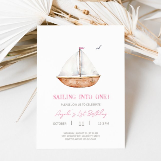 Invitation Charming Rustic Sailboat Anniversaire Fête Invitat (Créateur téléchargé)