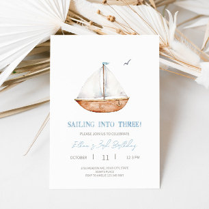 Invitation Charming Sailboat 3e anniversaire de fête Invitati