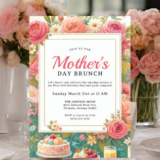 Invitation Charming Spring Floral Fête des mères Brunch
