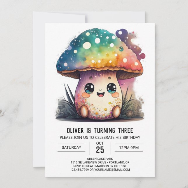 Invitation Charming Toadstool Editable Anniversaire Invitatio (Devant)