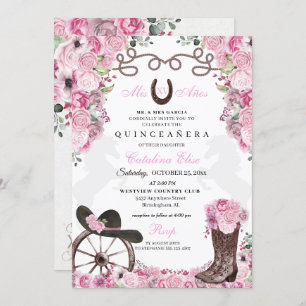 Invitation Charra Ouest rose Ranchero Quinceanera