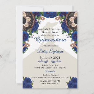 Invitation Charra Quinceanera Invitation, Royal bleu Mariachi