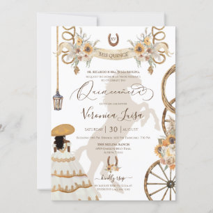 Invitation Charro Floral Boho rustique Pays Quinceanera v2