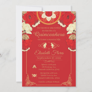 Invitation Charro Invitation, en rouge et or