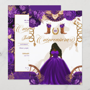 Invitation Charro Occidental Violet 2 faces Quinceanera Inv