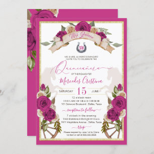 Invitation Charro Ouest Fuchsia Cheval Rose Quinceanera