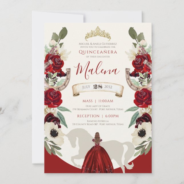 Invitation Charro Quinceañera (Devant)