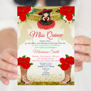 Invitation Charro Quinceañera or en or