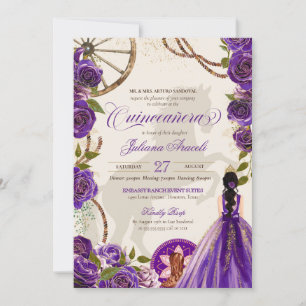 Invitation Charro Quinceanera, Rose occidental violet