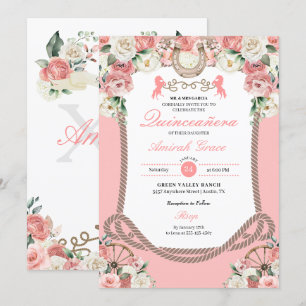 Invitation Charro rose occidentale Cowgirl Quinceañera