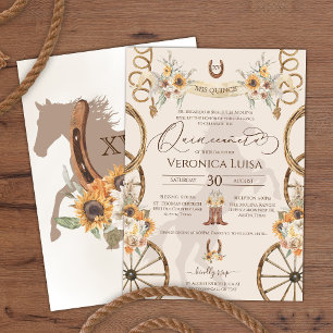 Invitation Charro Tournesol Pays Russe Floral Quinceanera
