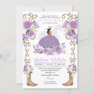 Invitation Charro violet femme Western Quinceañera
