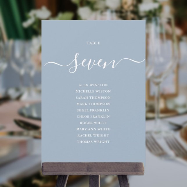 Invitation Chartre de table de script chic bleu poussiéreux N (Créateur téléchargé)