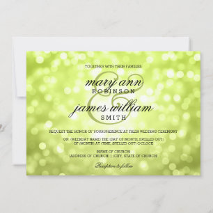 Invitation Chartreuse Bokeh éclaire un mariage élégant