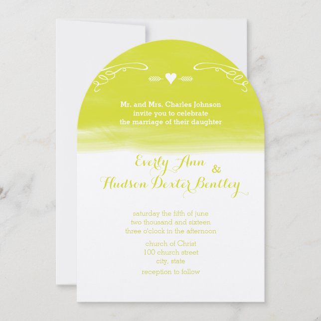 Invitation Chartreuse Chalkboard Elements Die Cut Mariage (Devant)
