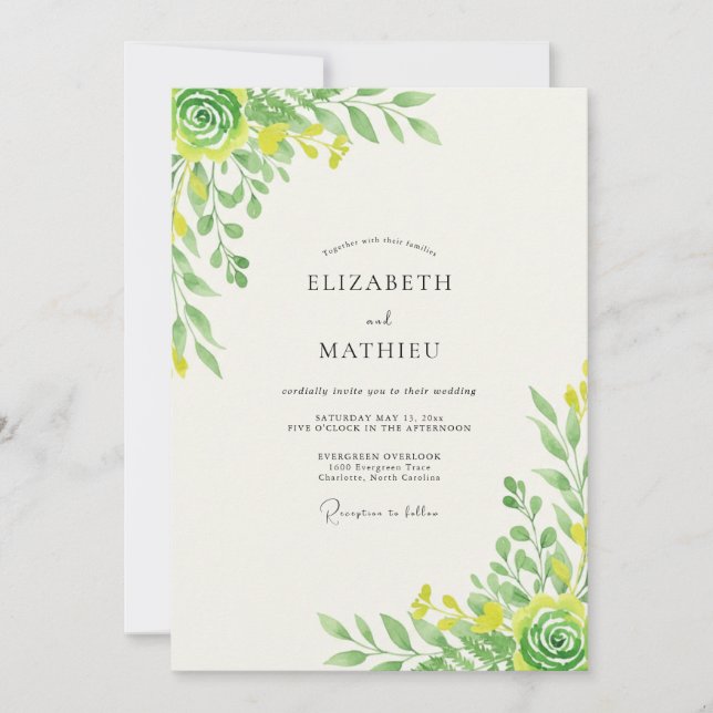 Invitation Chartreuse Feuille de Mariage Feuillu (Devant)