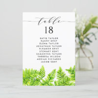 Chartreuse Green Fern Feuilles Table Plan Mariage