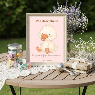 Invitation Chasse à la tétine Rose Une Oie Idiote Baby Shower