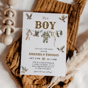 Invitation Chasse au canard C'est un garçon Baby Shower 