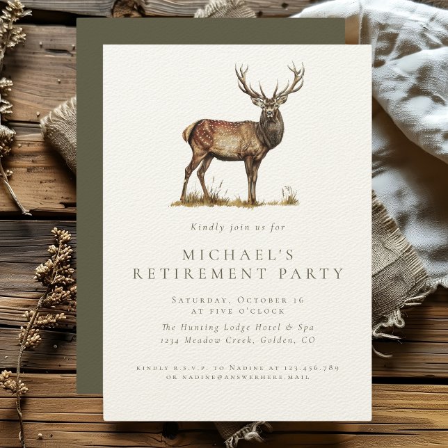 Invitation Chasse au cerf retraite élégante fête rustique (Créateur téléchargé)